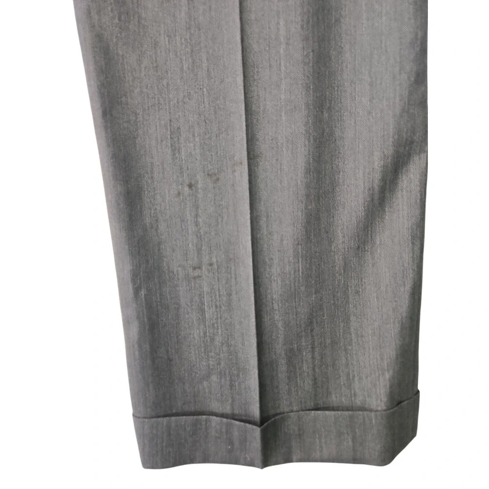 JoS A Bank Mens 38x32 Gray Pleated Dress‎ Pants Cuffed Classic Tailored